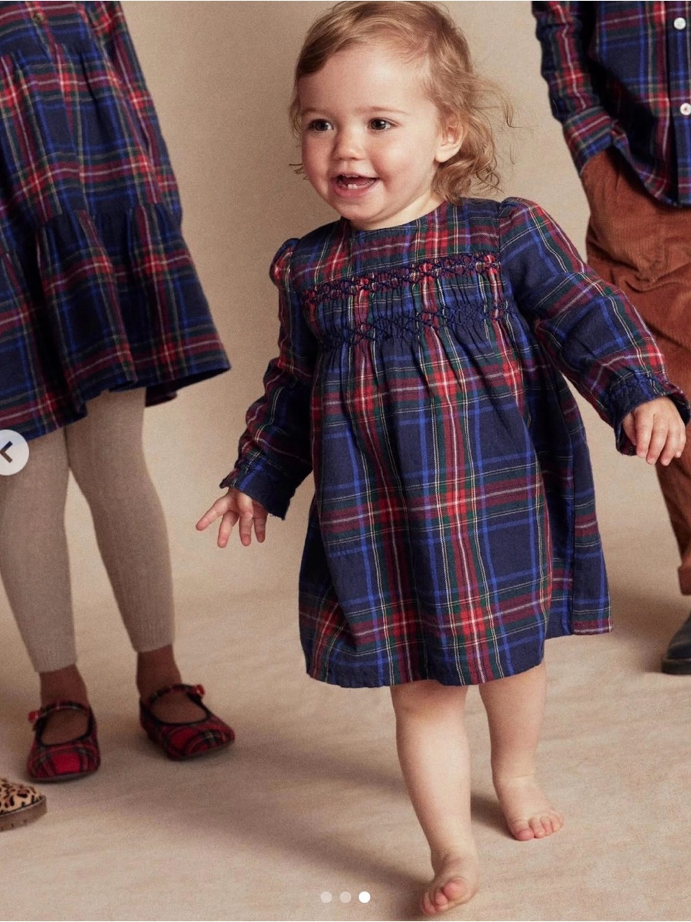 Baby Boden Smocked Tartan Plaid Dress 18-24M
